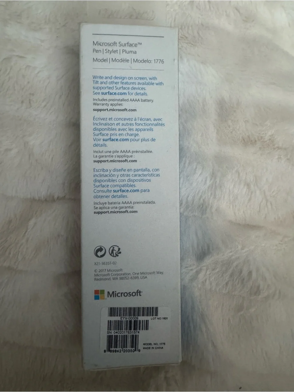 Microsoft Surface Pen (Model 1776) in Platinum